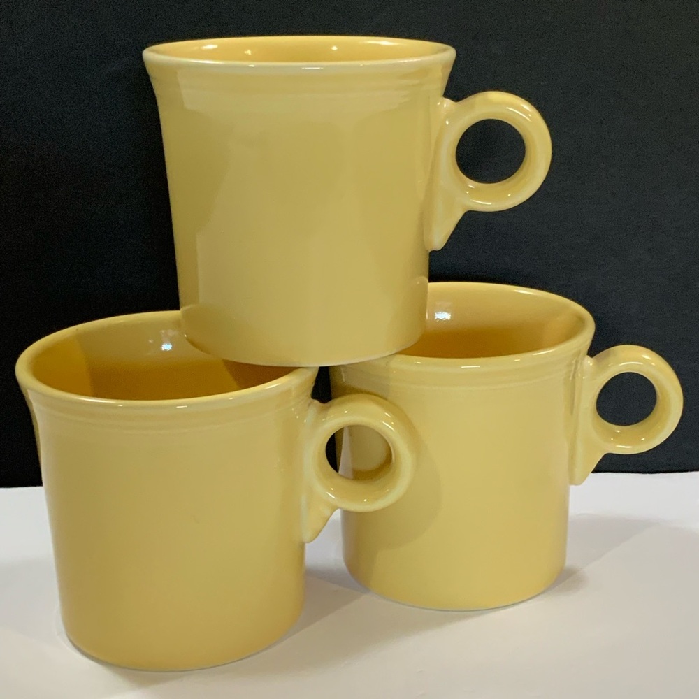Fiesta Mug Yellow Coffee Tea Tom and Jerry Set Lot 3 Homer Laughlin Vintage